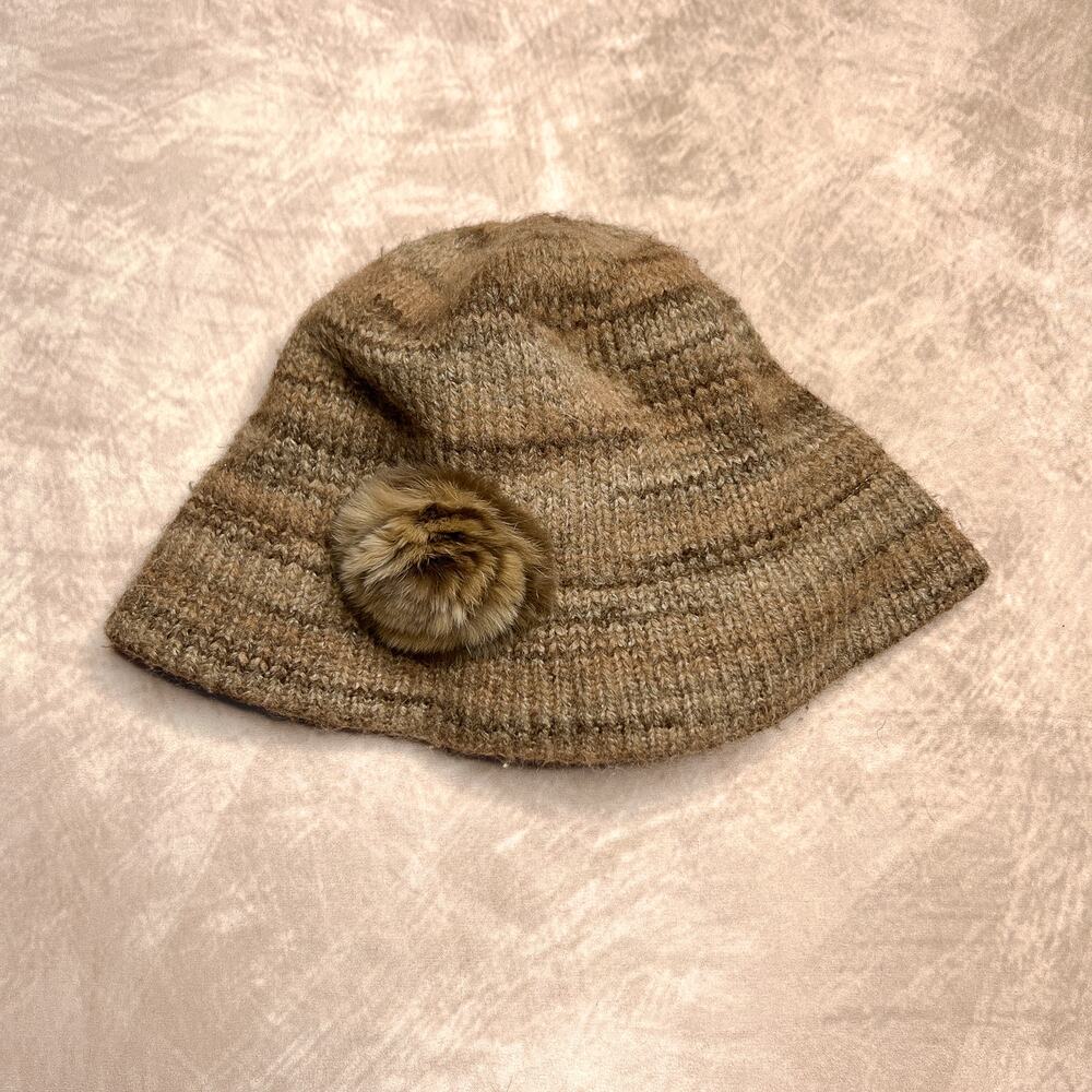 Vintage 90s Liz Claiborne Fuzzy Knit Bucket Hat Boho Chic Indie Sleaze Y2K